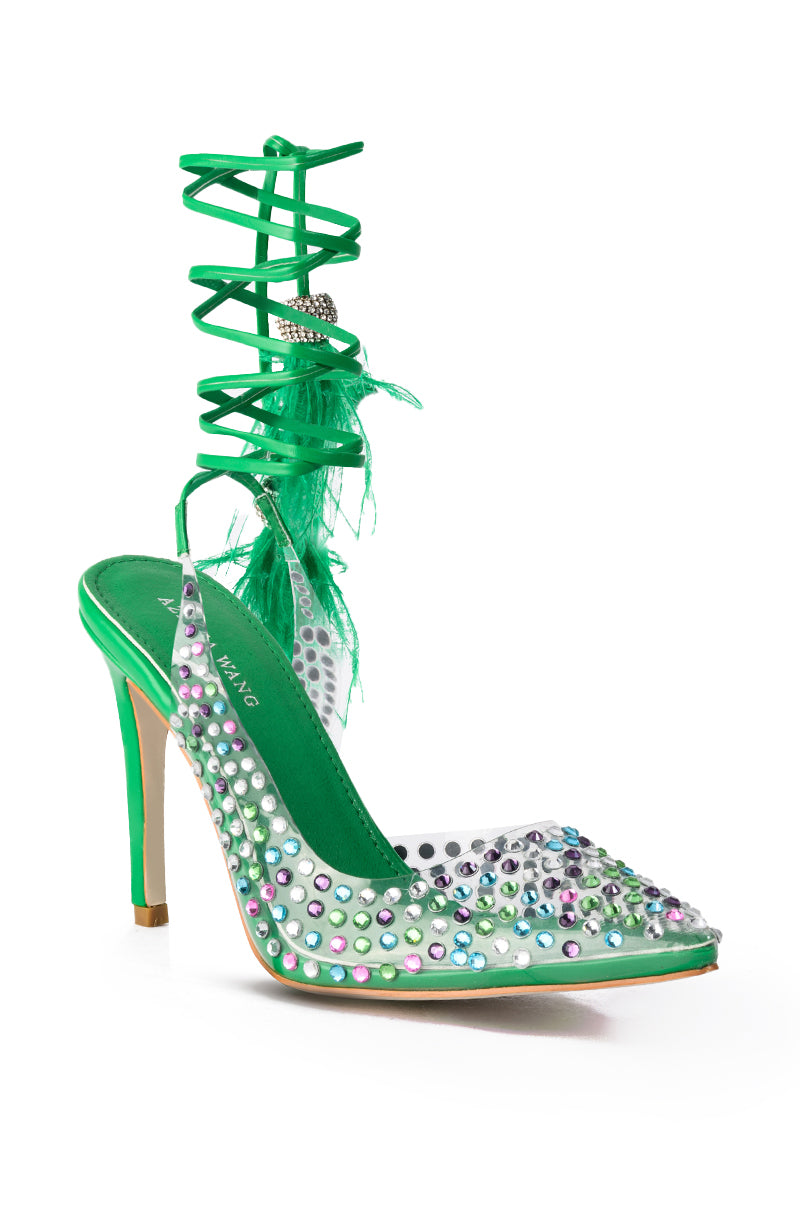 AZALEA WANG REN GREEN EMBELISHED PUMP