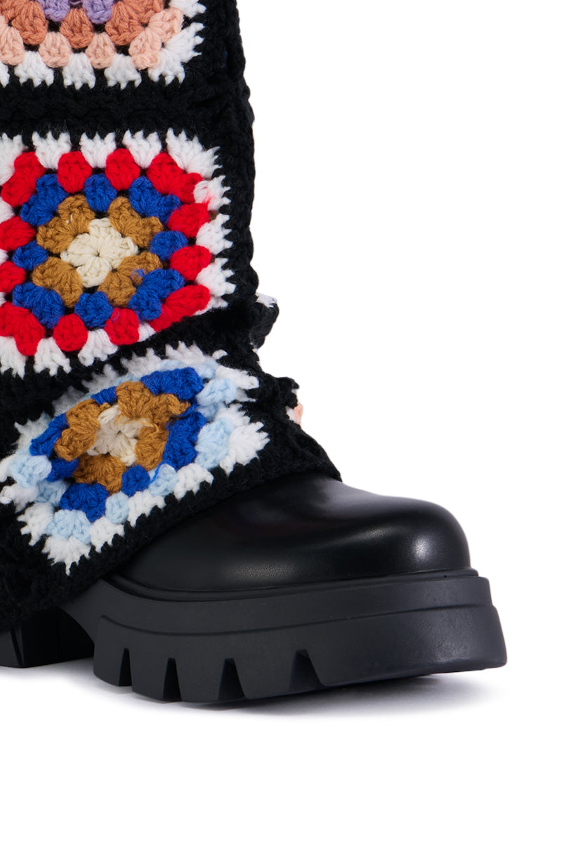 AZALEA WANG MACKENNA BLACK CROCHET BOOTIE