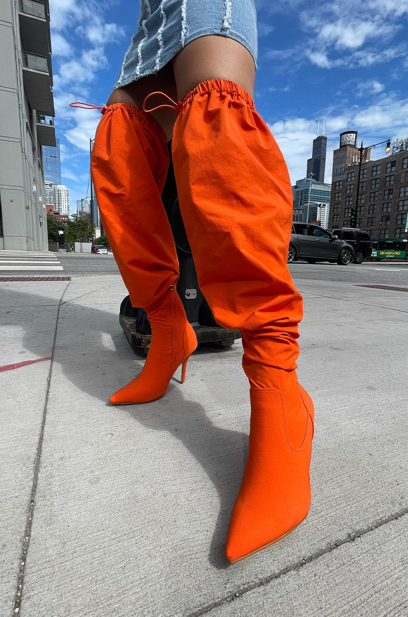 AZALEA WANG MANTIS BAGGY THIGH HIGH BOOT IN ORANGE