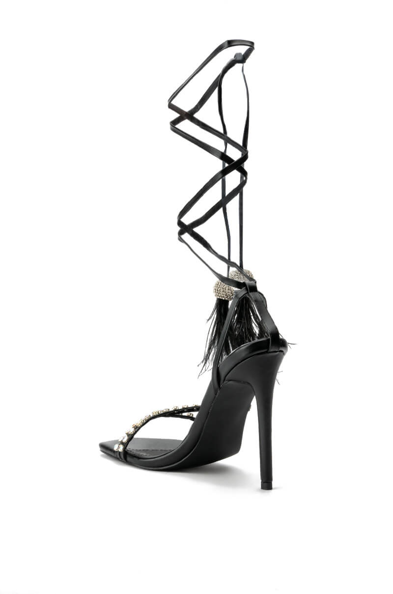 AZALEA WANG MISSY STILETTO METALLIC SANDAL IN BLACK