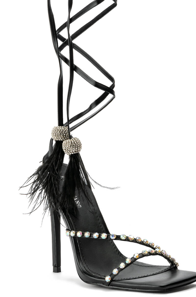 AZALEA WANG MISSY STILETTO METALLIC SANDAL IN BLACK