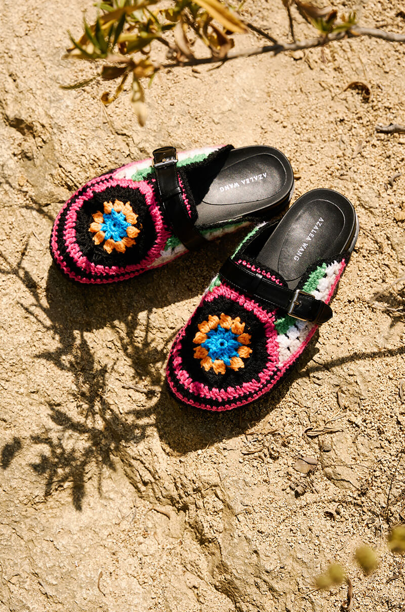 AZALEA WANG MURPHY CROCHET LOAFER IN BLACK MULTI