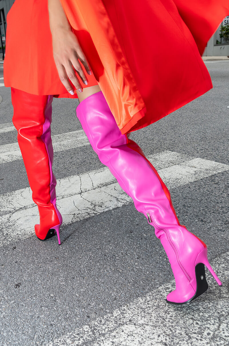 AZALEA WANG NEAPOLITAN RED AND PINK TWO TONED BOOT
