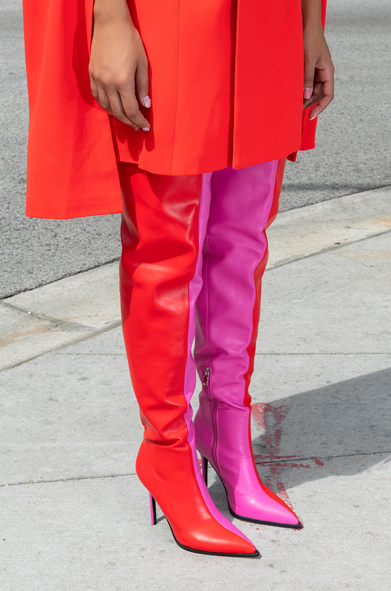 AZALEA WANG NEAPOLITAN RED AND PINK TWO TONED BOOT