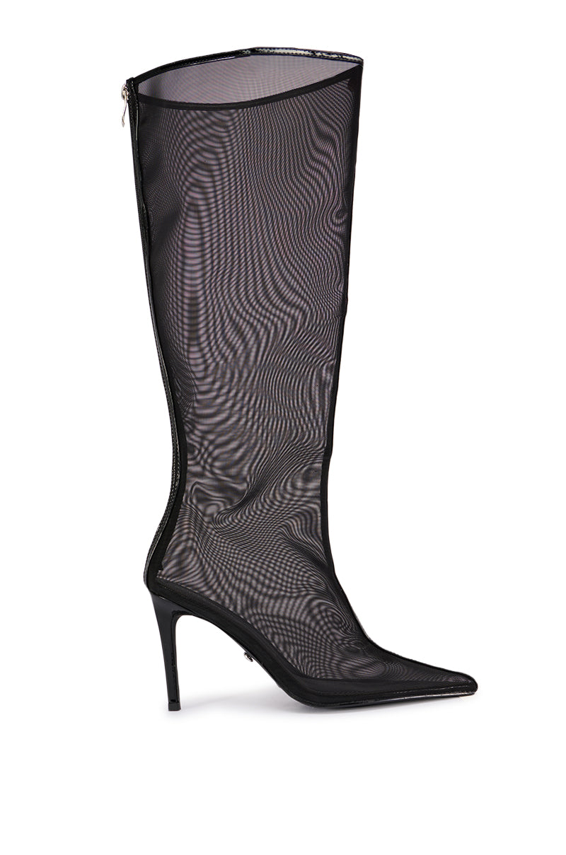 AZALEA WANG NICOLAI BLACK MESH KNEE HIGH BOOT