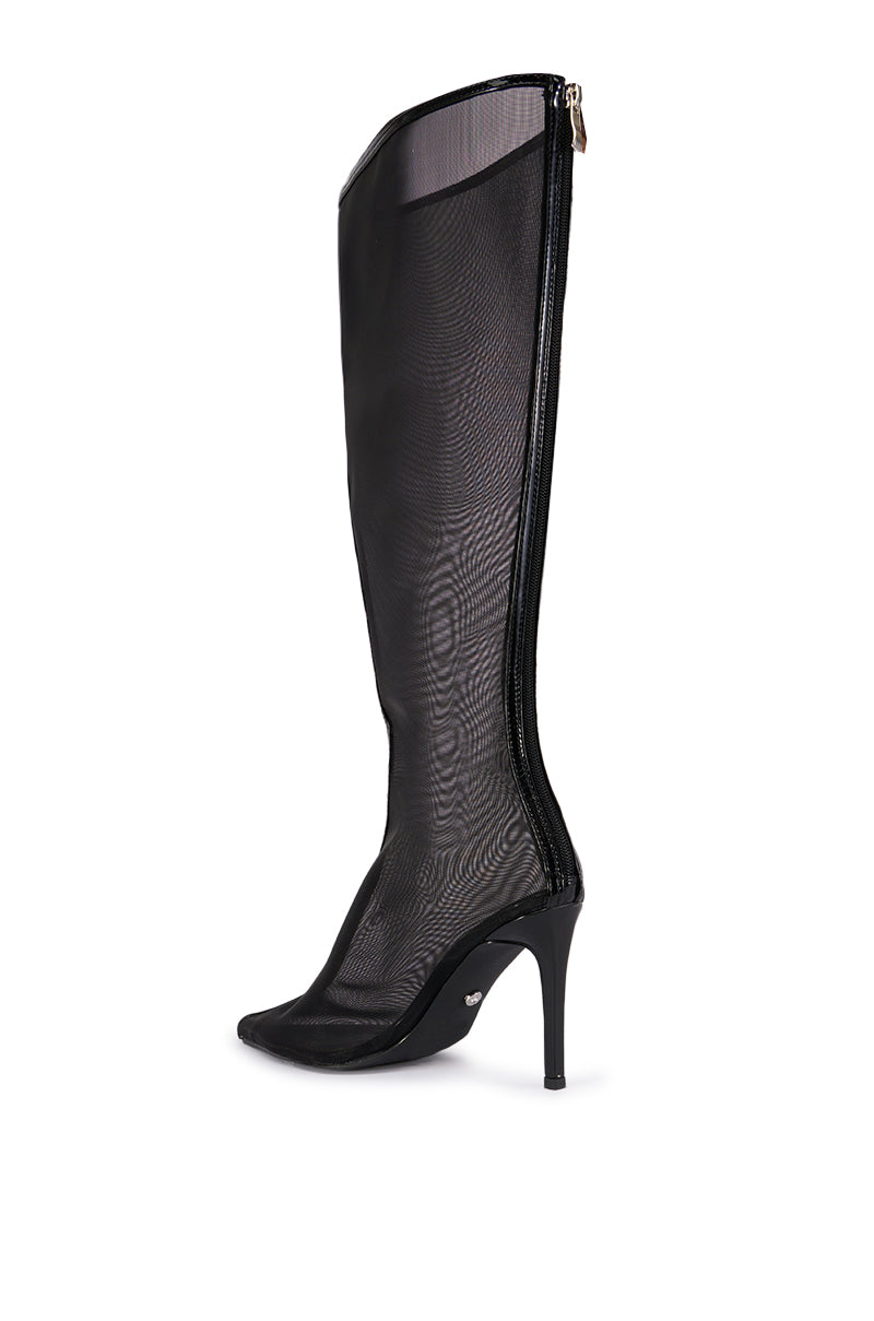 AZALEA WANG NICOLAI BLACK MESH KNEE HIGH BOOT