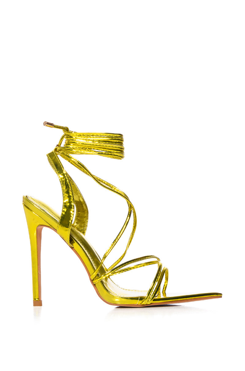 AZALEA WANG NITIKA YELLOW STRAPPY TIE UP POINTED TOE STILETTO