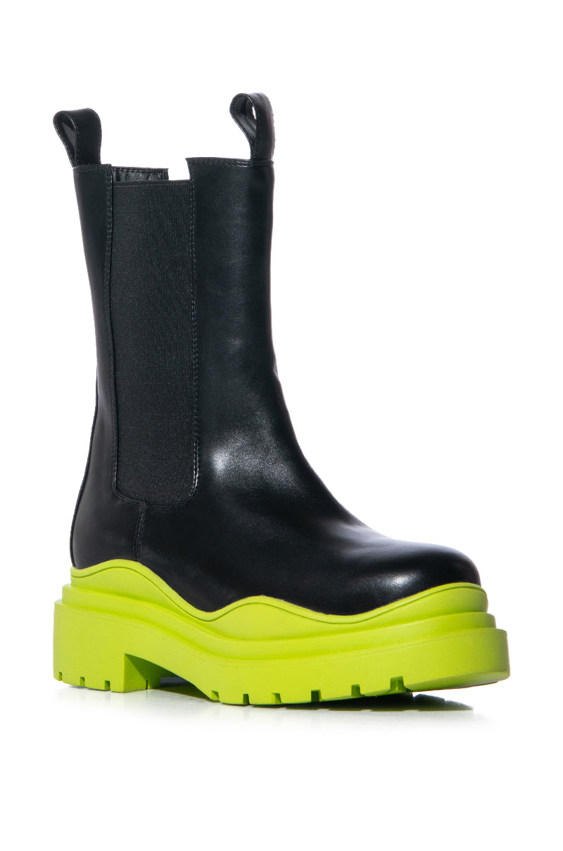 AZALEA WANG ONLY IN MY DREAMS FLATFORM BOOTIE IN LIME