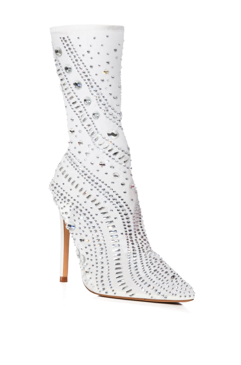 AZALEA WANG OPRY EMBELLISHED BOOTIE IN WHITE