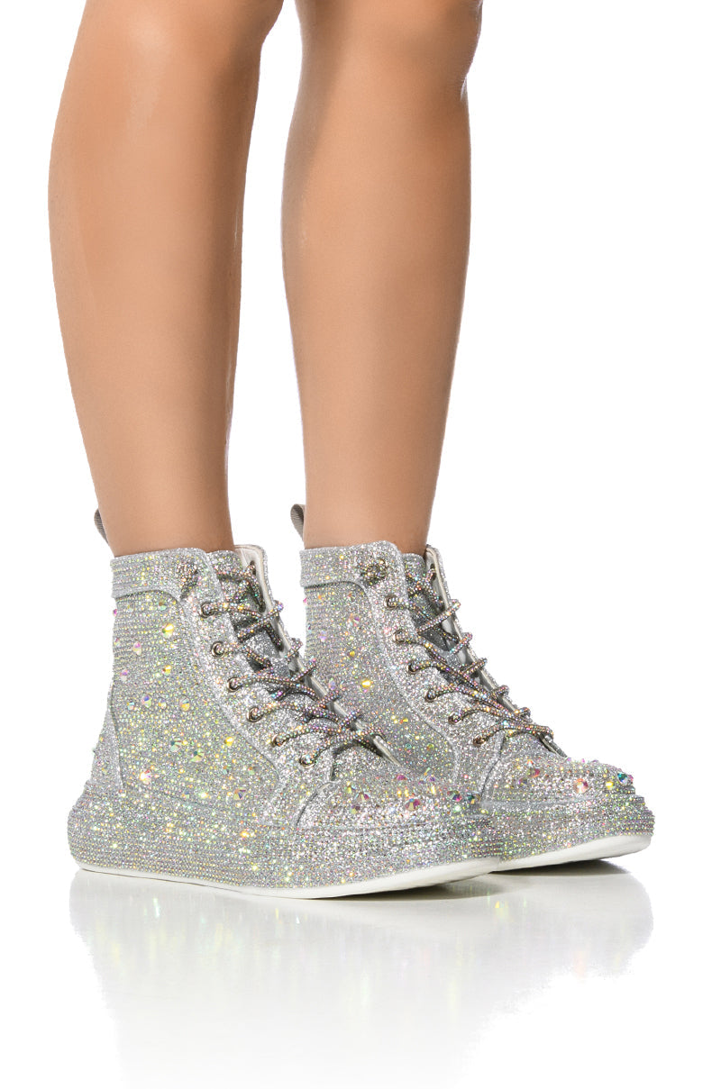 AZALEA WANG OTIS EMBELLISHED HIGH TOP IN SILVER