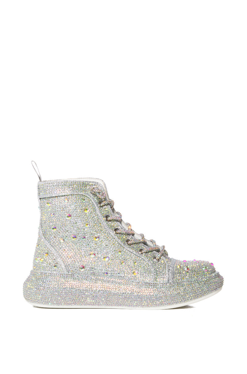 AZALEA WANG OTIS EMBELLISHED HIGH TOP IN SILVER