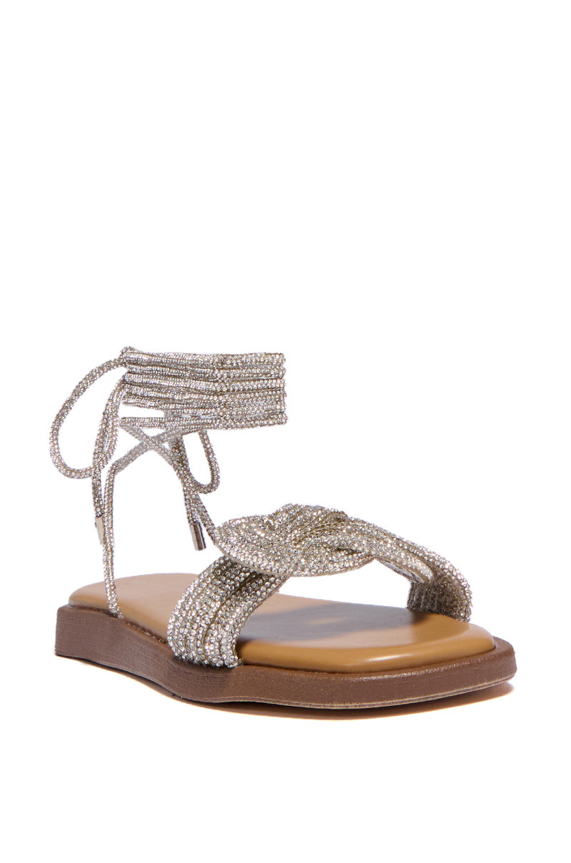 AZALEA WANG PETALED SILVER DIAMOND ROPE SANDAL
