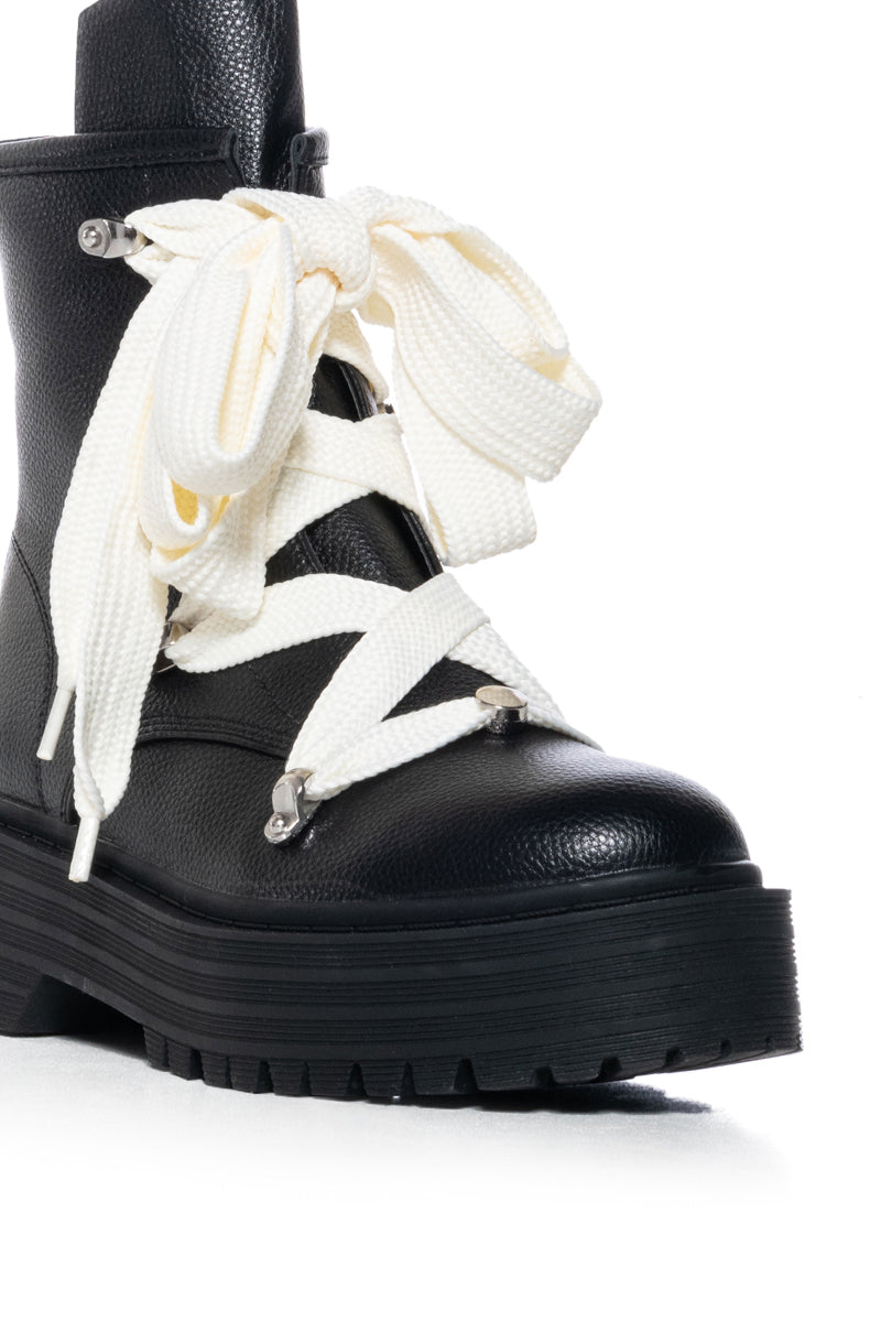 AZALEA WANG POLLUX COMBAT BOOTIE IN BLACK