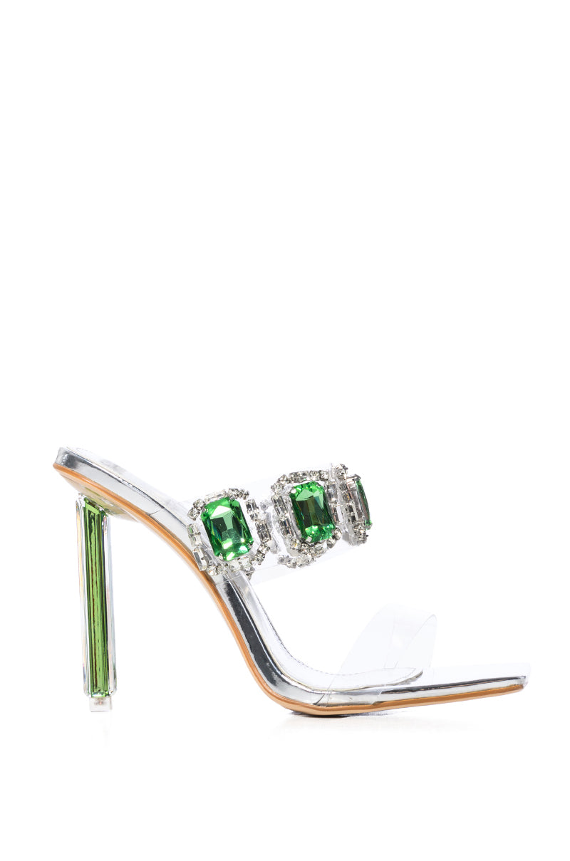 AZALEA WANG PYPER GREEN GEM EMBELLISHED SANDAL