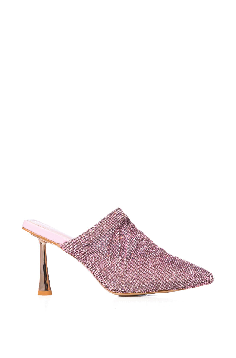 AZALEA WANG RAIN RHINESTONE EMBELLISHED MULE IN PINK