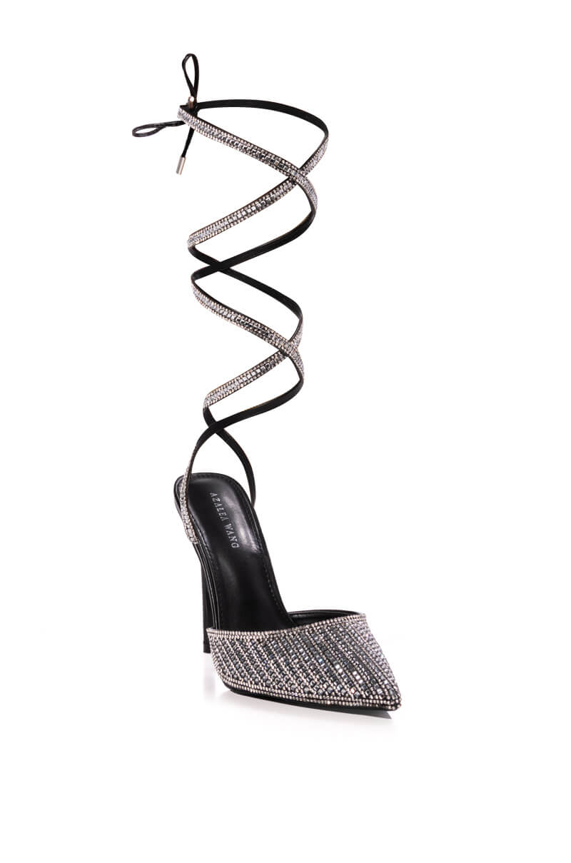 AZALEA WANG RISS BLING LACE UP PUMP IN BLACK