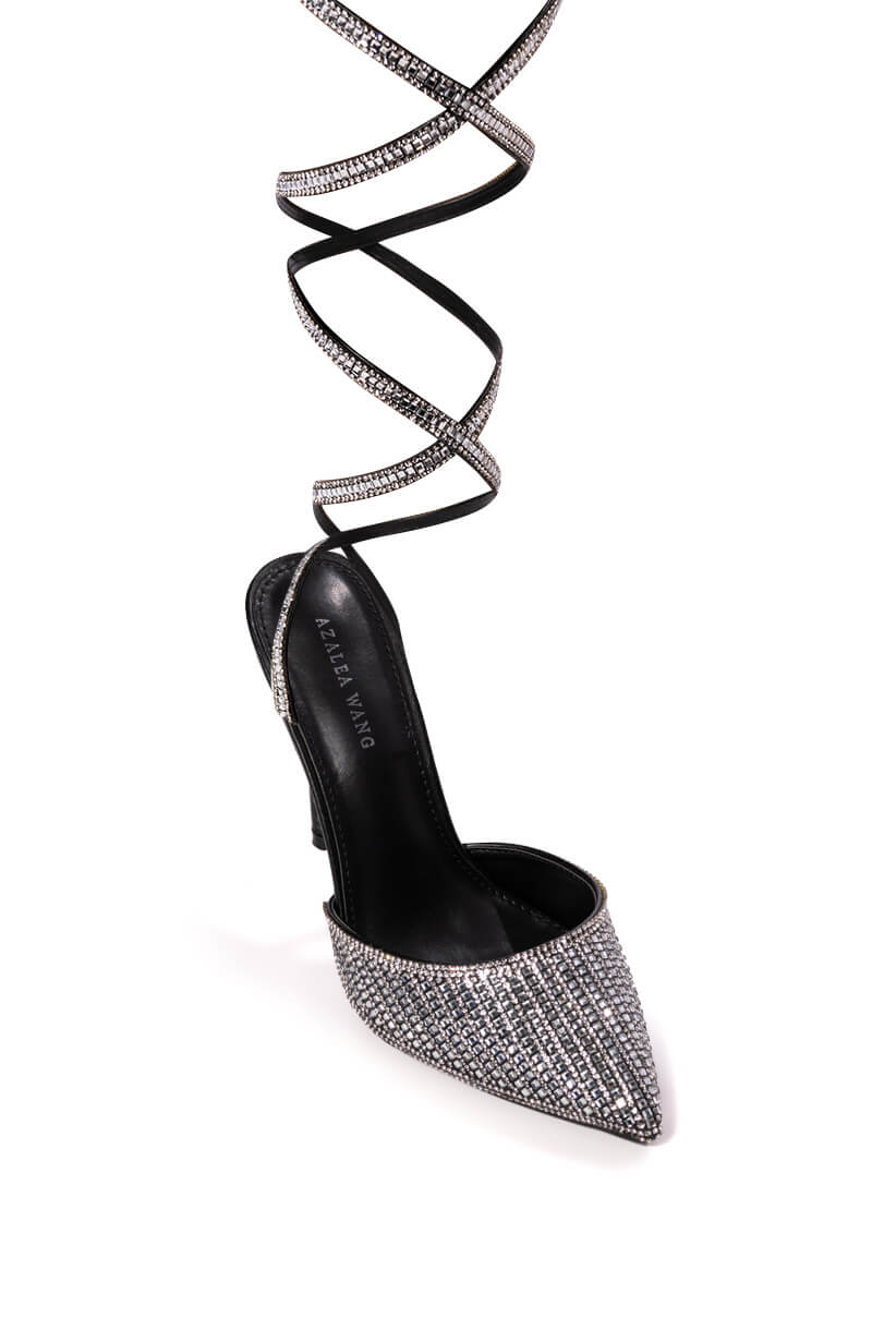 AZALEA WANG RISS BLING LACE UP PUMP IN BLACK