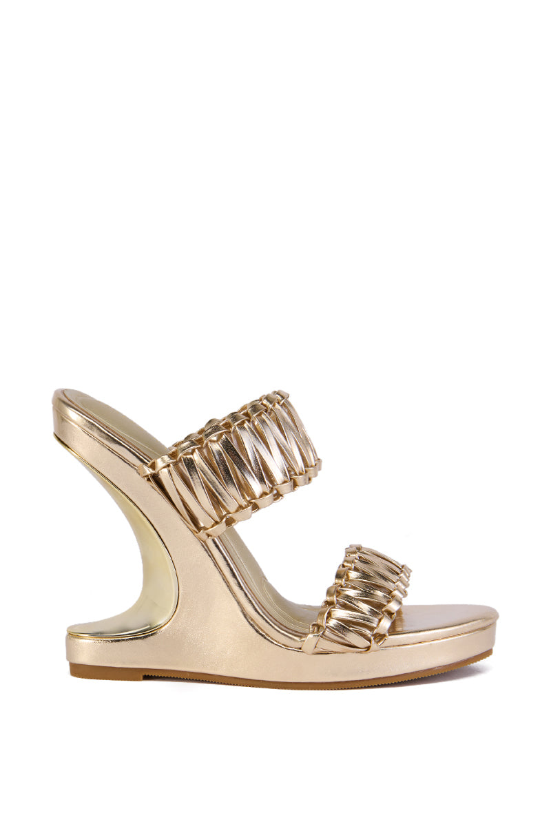 AZALEA WANG ROSAMONDE GOLD METALLIC BRAIDED SANDAL
