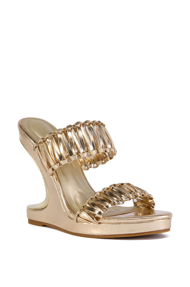 AZALEA WANG ROSAMONDE GOLD METALLIC BRAIDED SANDAL