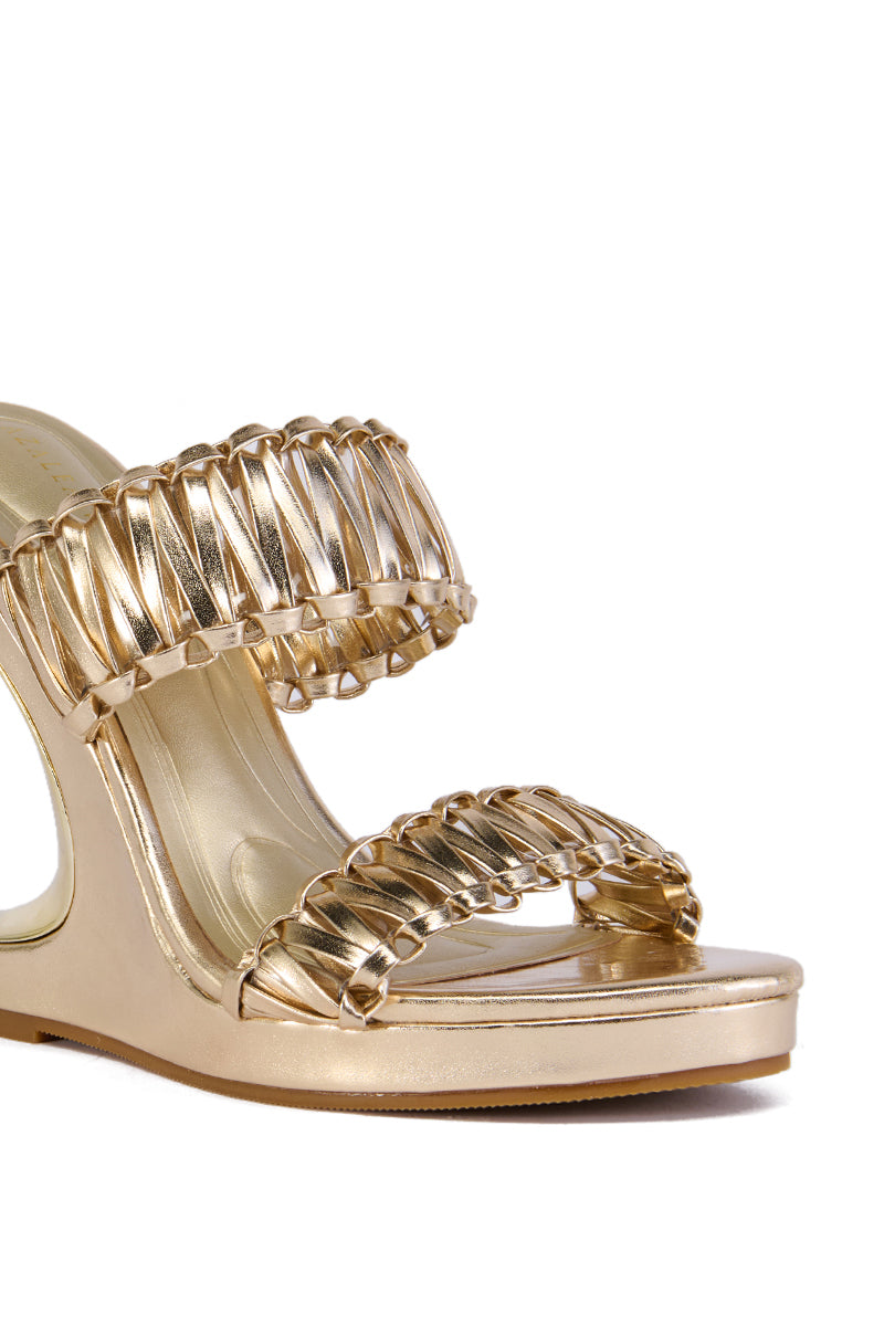 AZALEA WANG ROSAMONDE GOLD METALLIC BRAIDED SANDAL