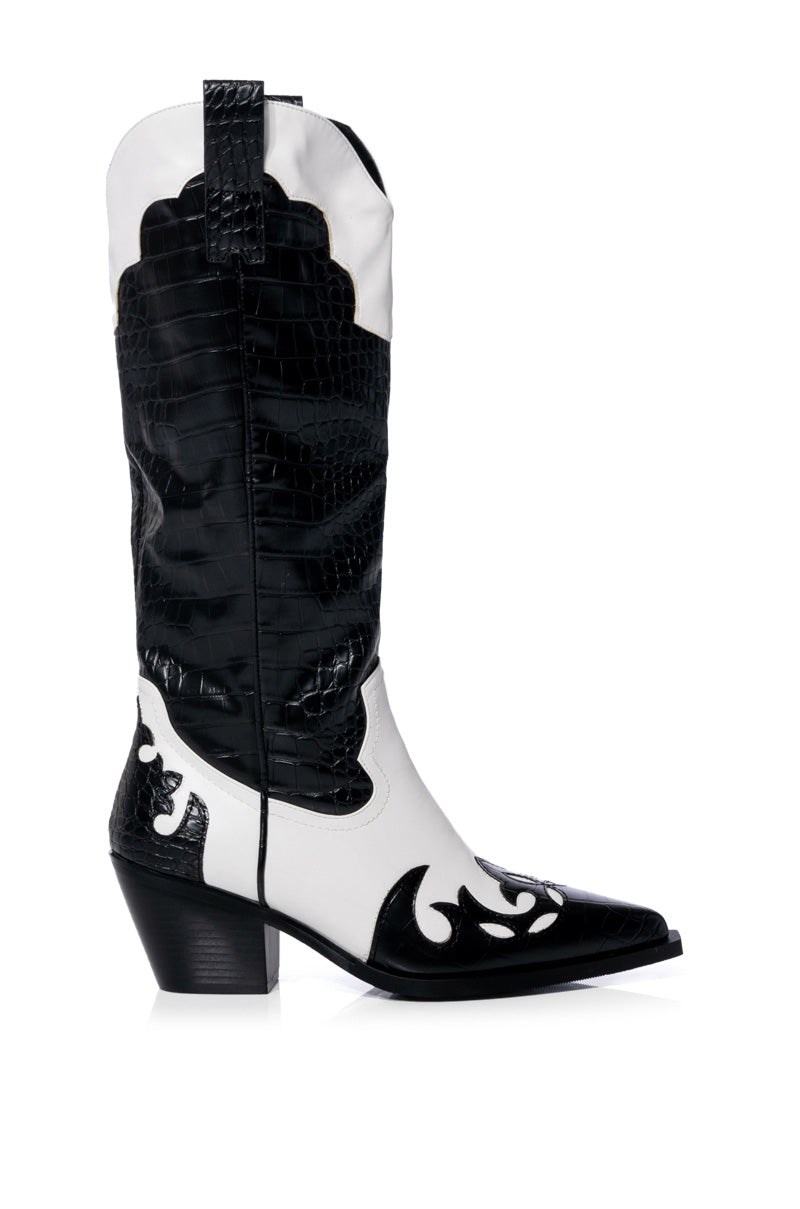AZALEA WANG SALLY WESTERN BOOTIE IN BLACK WHITE