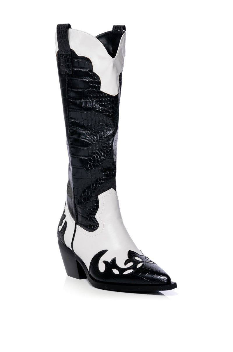 AZALEA WANG SALLY WESTERN BOOTIE IN BLACK WHITE