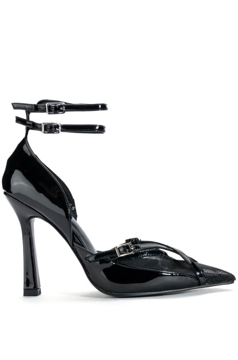 AZALEA WANG SASHA BUCKLE STRAP PUMP IN BLACK