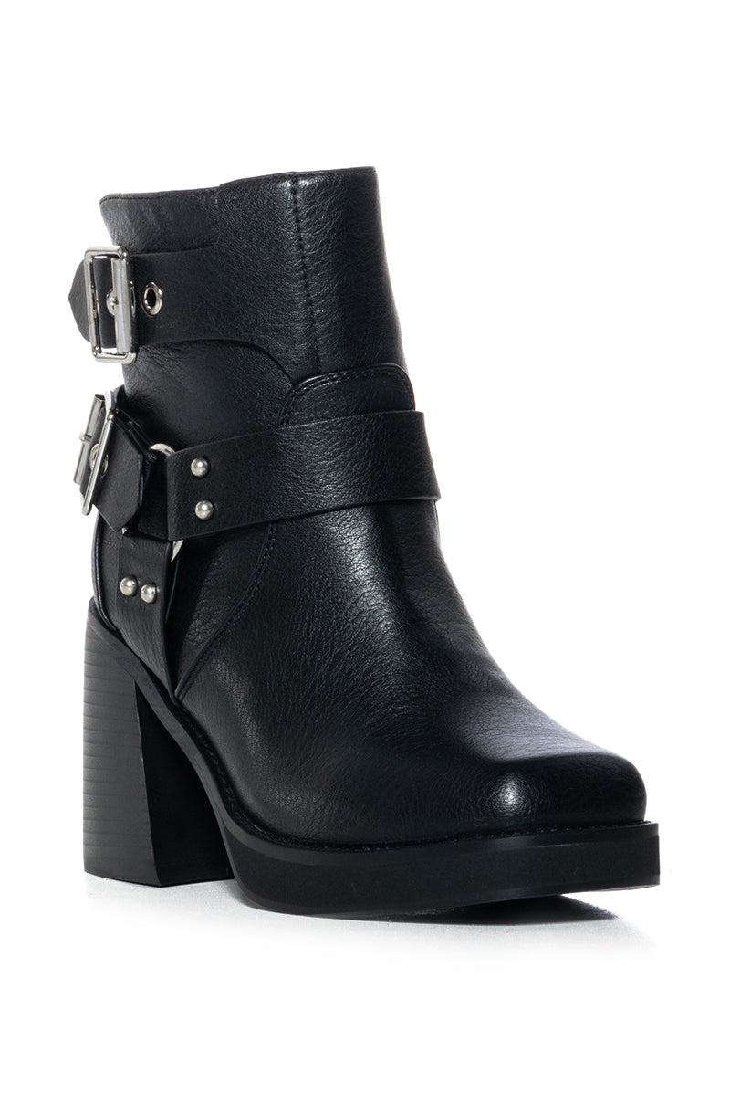 AZALEA WANG SCOOTER CHUNKY MOTO BOOTIE
