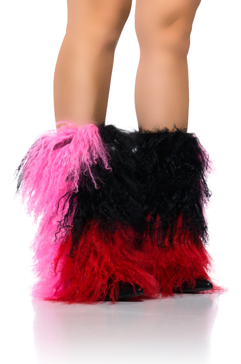 AZALEA WANG SHOOP MOHAIR FUR BOOTIE IN MULTI