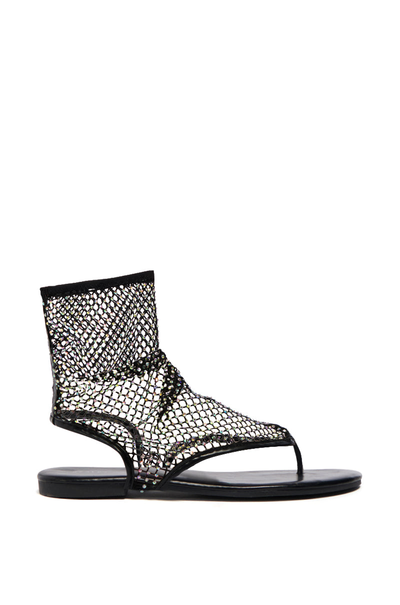 AZALEA WANG SHOSHONE BLACK MESH SANDAL