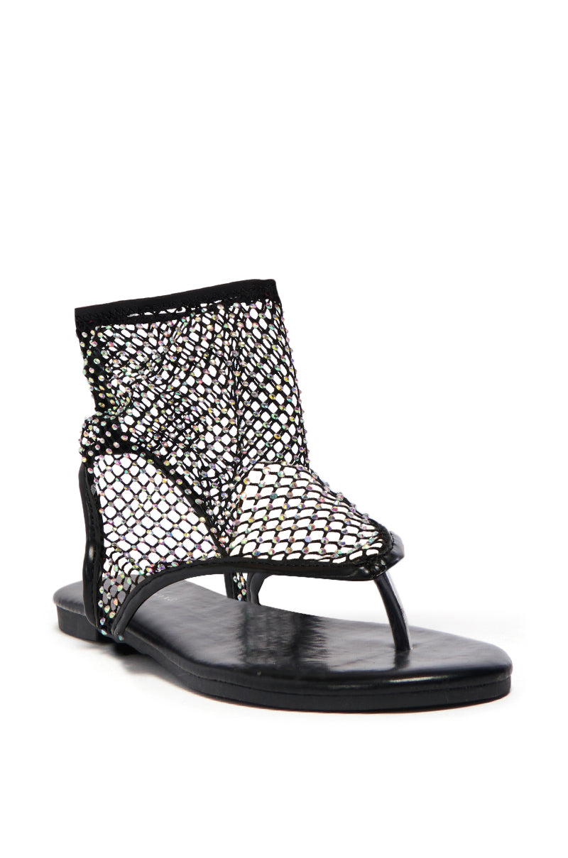 AZALEA WANG SHOSHONE BLACK MESH SANDAL