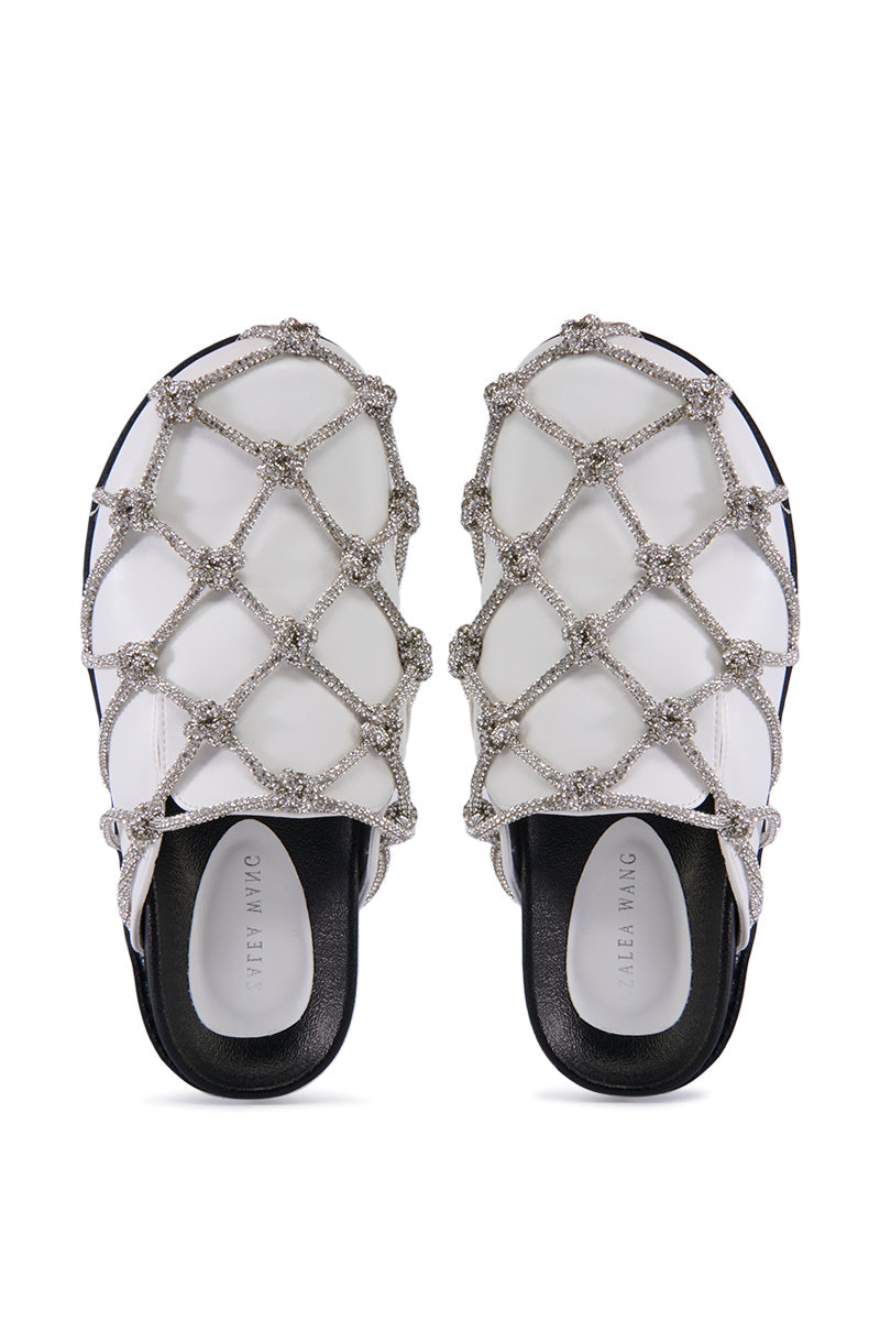 AZALEA WANG SHYLAH WHITE DIAMOND ROPE NETTED FLAT
