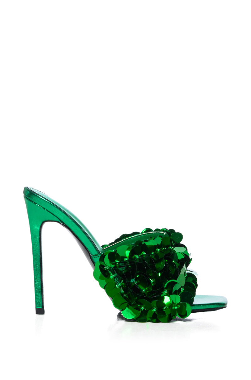 AZALEA WANG SKYLARA GREEN EMBELLISHED SANDAL