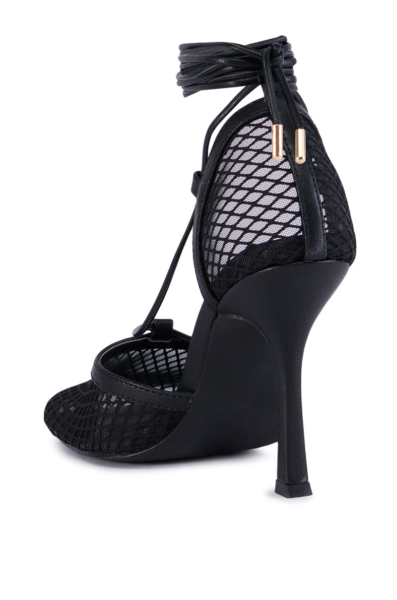 AZALEA WANG SKYLEE MESH SANDAL IN BLACK