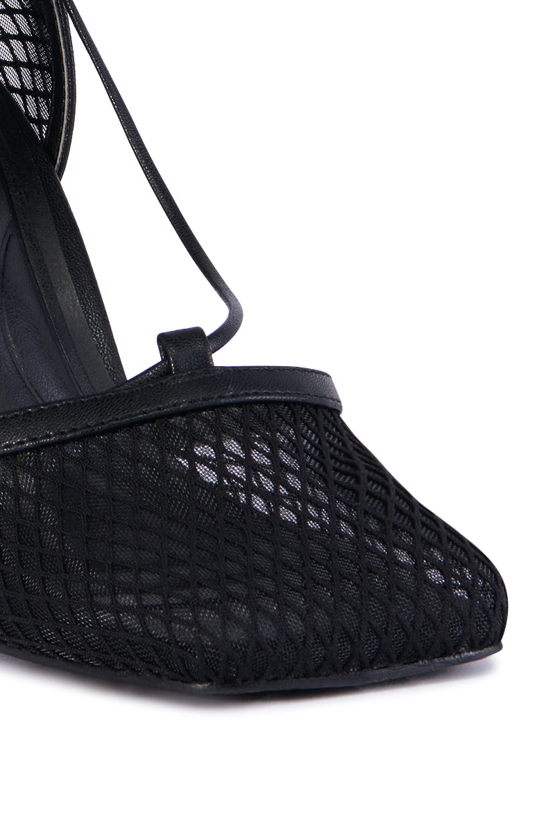 AZALEA WANG SKYLEE MESH SANDAL IN BLACK
