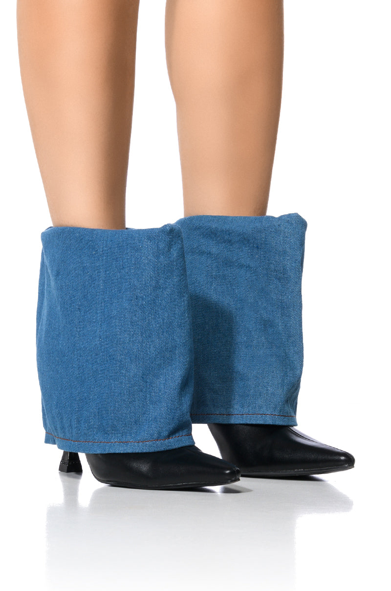 AZALEA WANG SOLO FOLD OVER DENIM BOOTIE IN BLUE