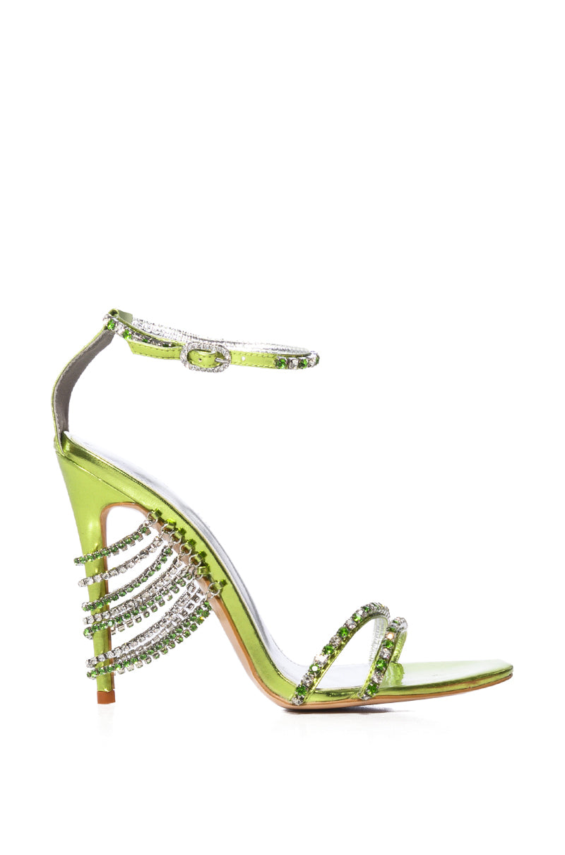 AZALEA WANG JASIME EMBELLISHED TASSEL DESIGN SANDAL IN GREEN