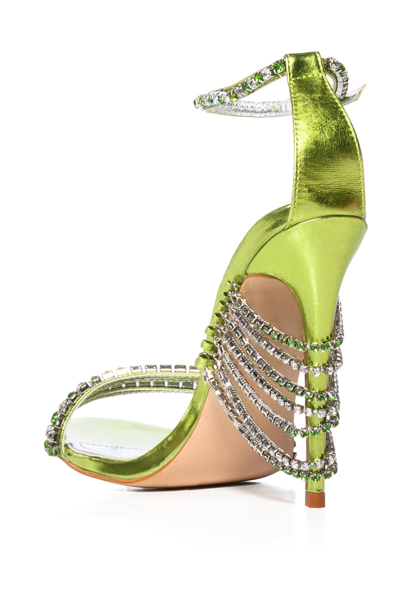 AZALEA WANG JASIME EMBELLISHED TASSEL DESIGN SANDAL IN GREEN