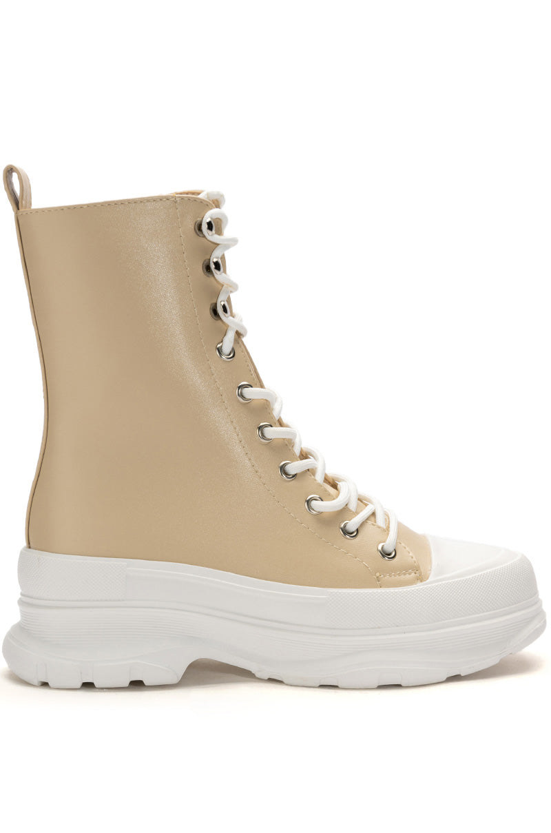 AZALEA WANG SOUTH FLATFORM SNEAKER IN TAUPE