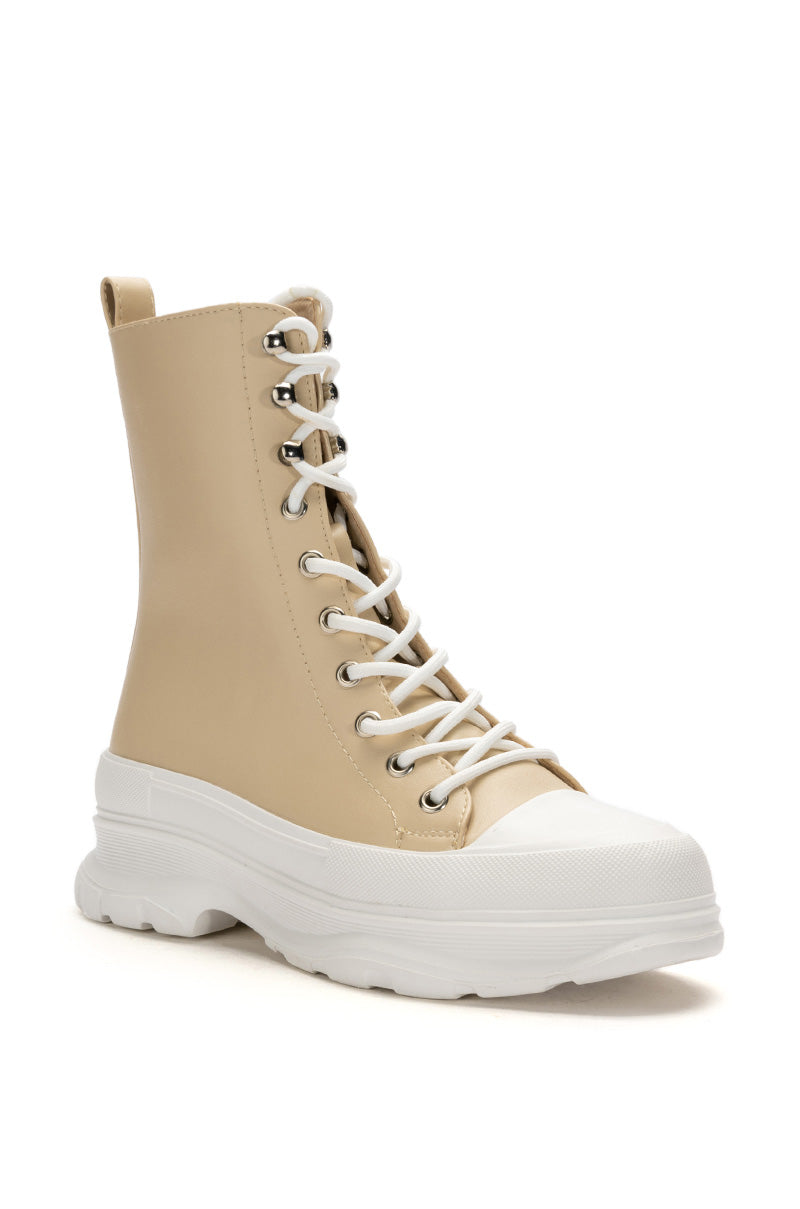 AZALEA WANG SOUTH FLATFORM SNEAKER IN TAUPE