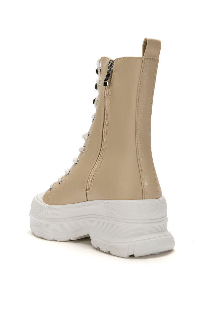 AZALEA WANG SOUTH FLATFORM SNEAKER IN TAUPE