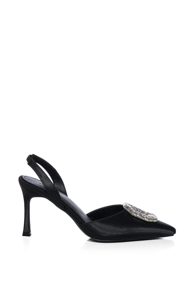 AZALEA WANG SPIN BLACK JEWEL EMBELLISHED PUMP
