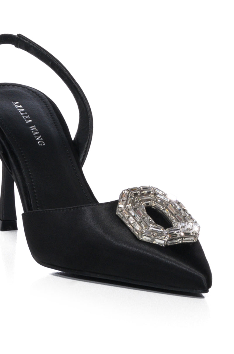 AZALEA WANG SPIN BLACK JEWEL EMBELLISHED PUMP