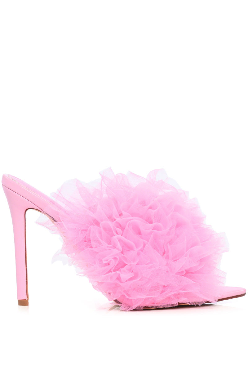 AZALEA WANG STILETTO TULLE SANDAL IN PINK