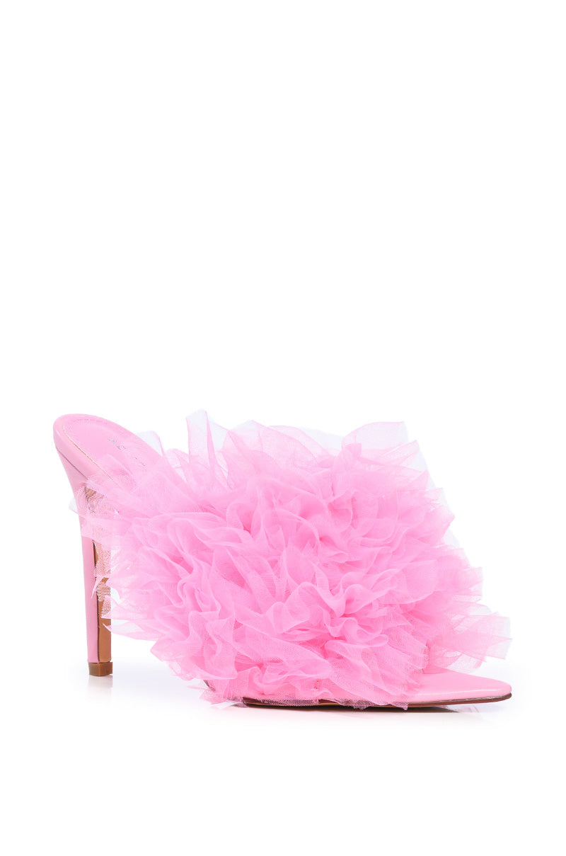 AZALEA WANG STILETTO TULLE SANDAL IN PINK
