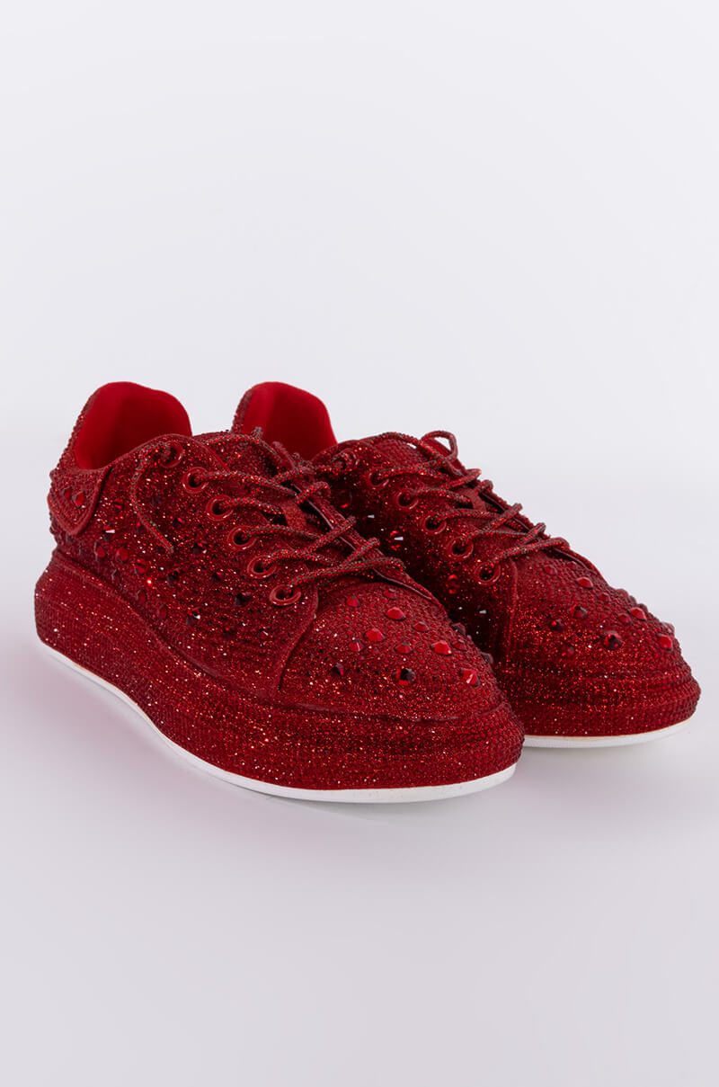 AZALEA WANG STOP AND STARE FLAT SNEAKER IN RED