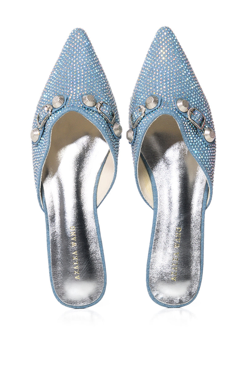 AZALEA WANG ROSEBUD BOW FLAT IN DENIM