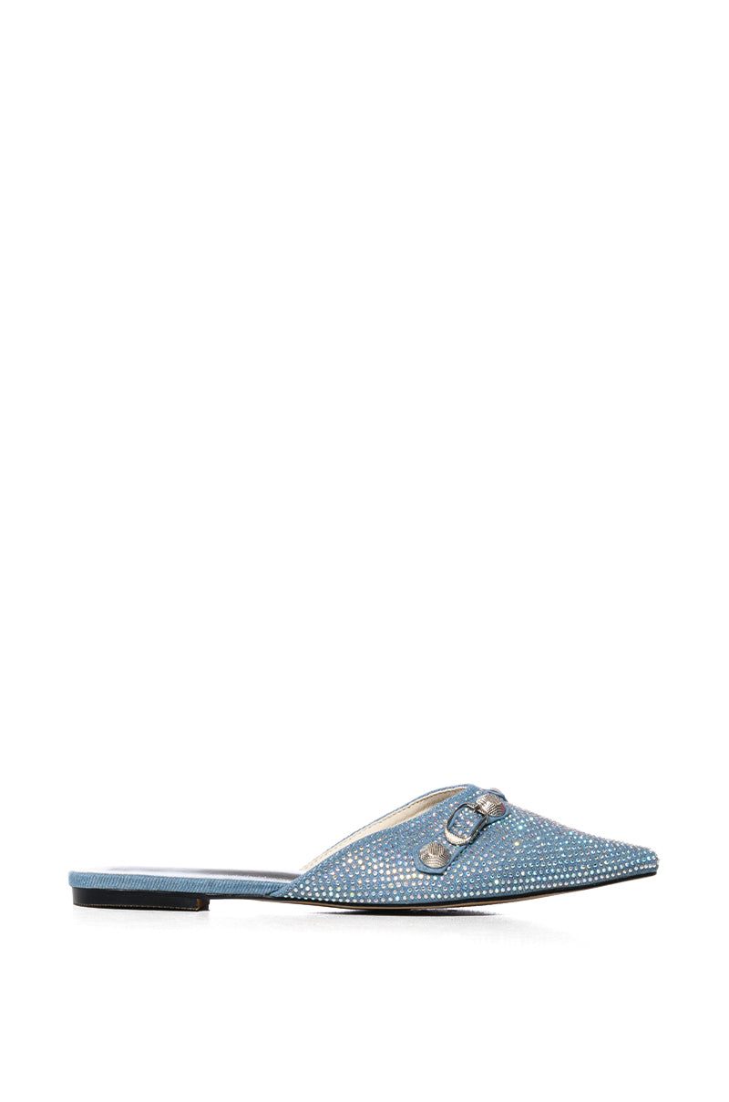 AZALEA WANG ROSEBUD BOW FLAT IN DENIM