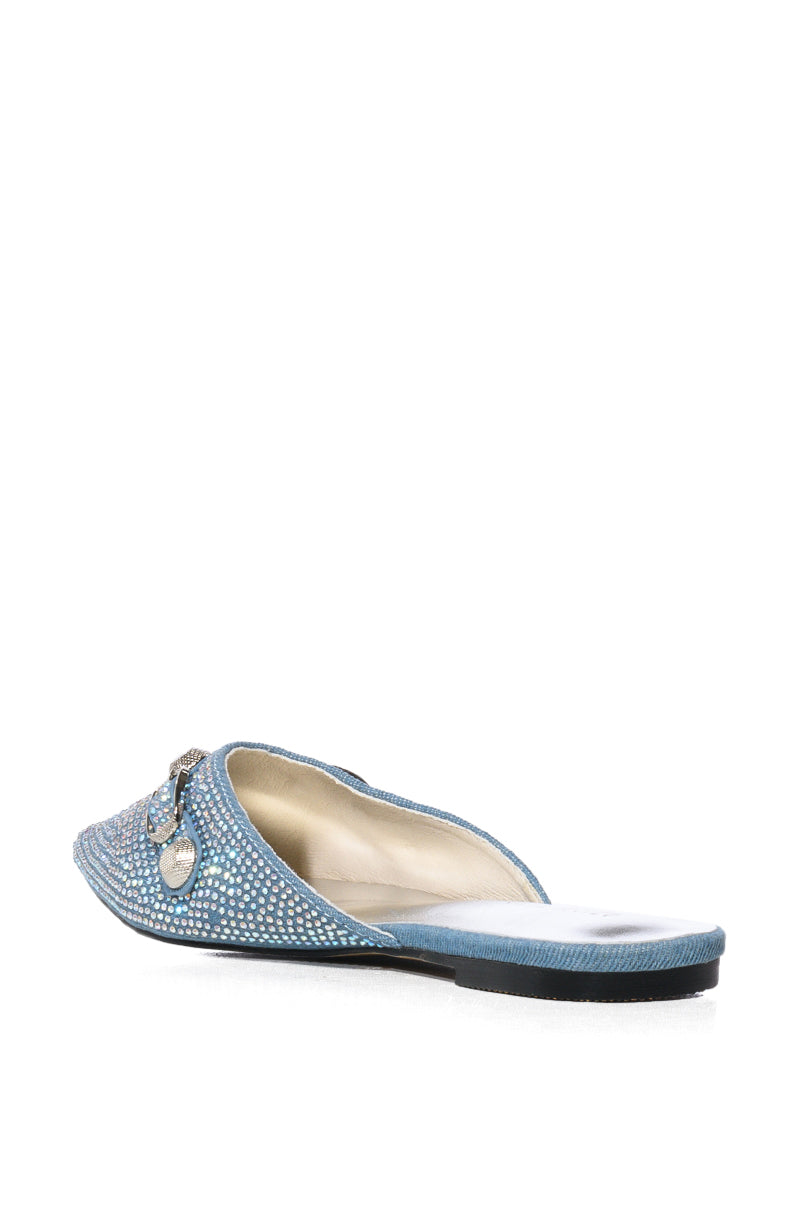 AZALEA WANG ROSEBUD BOW FLAT IN DENIM