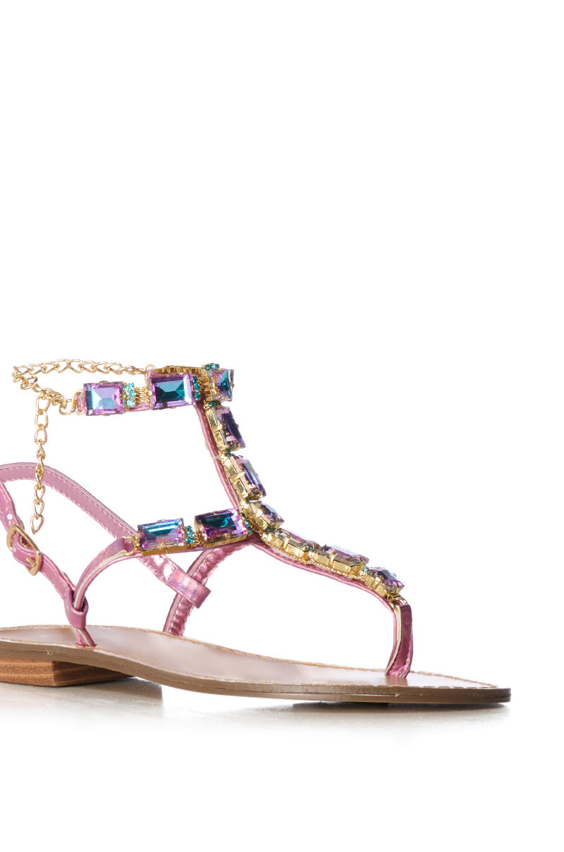 AZALEA WANG SUVI PINK EMBELLISHED SANDAL